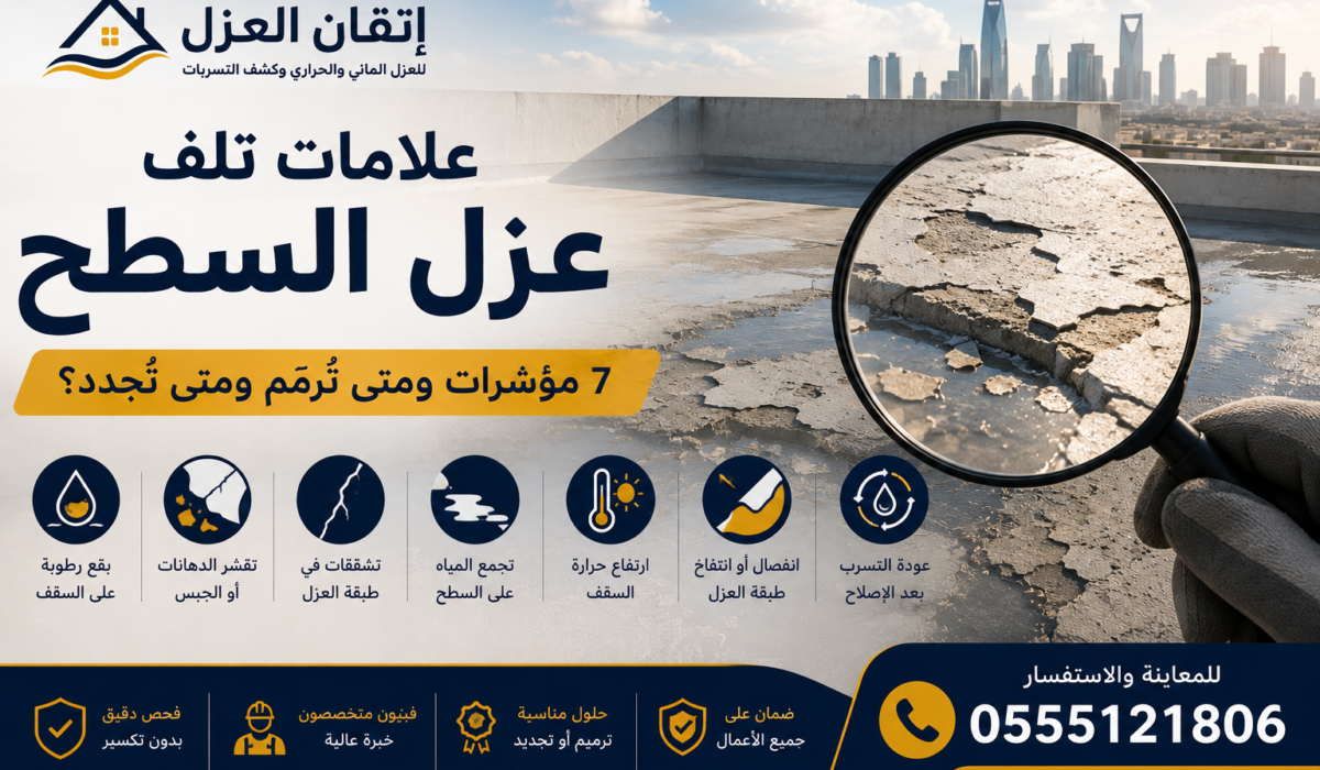 علامات تلف عزل السطح: 7 مؤشرات ومتى تُرمّم ومتى تُجدّد