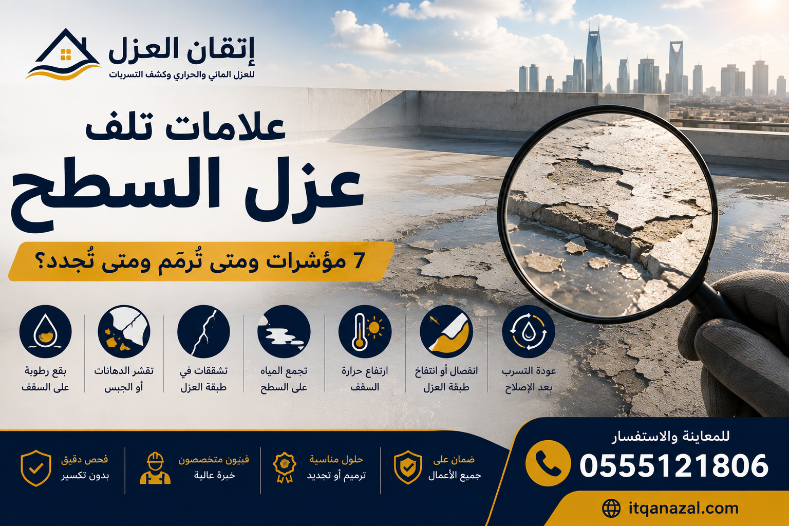 علامات تلف عزل السطح: 7 مؤشرات ومتى تُرمّم ومتى تُجدّد