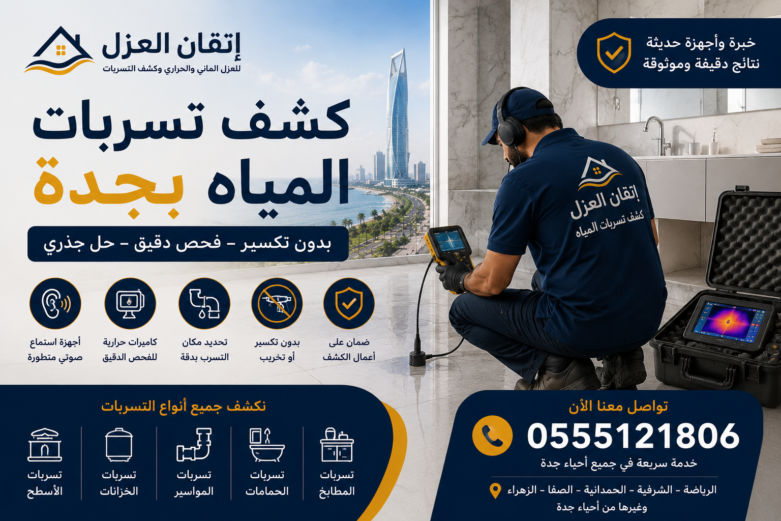 كشف تسربات المياه بجدة